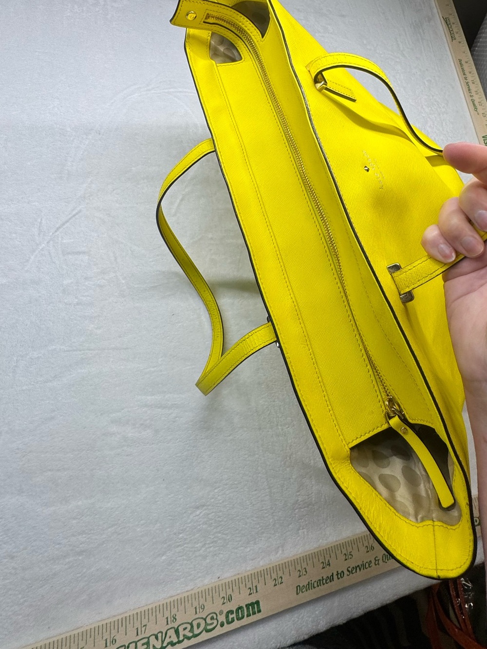 Kate Spade Yellow Large Tote Bag Zip Top Shoulder Purse Project TLC - Picture 10 of 14